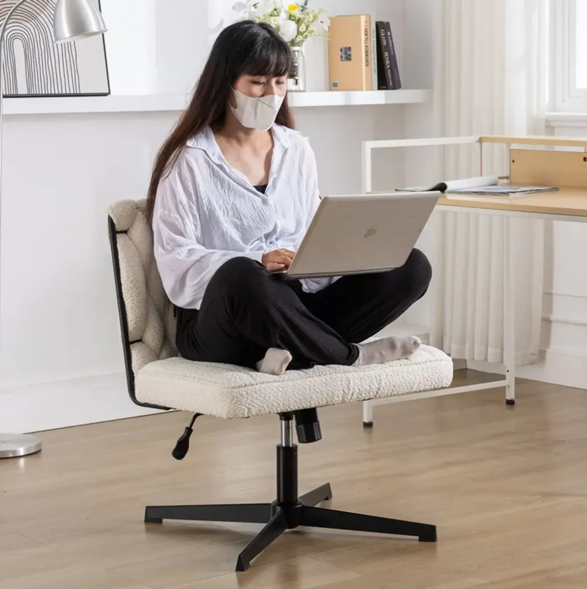 Armless Office Desk Chair No Wheels