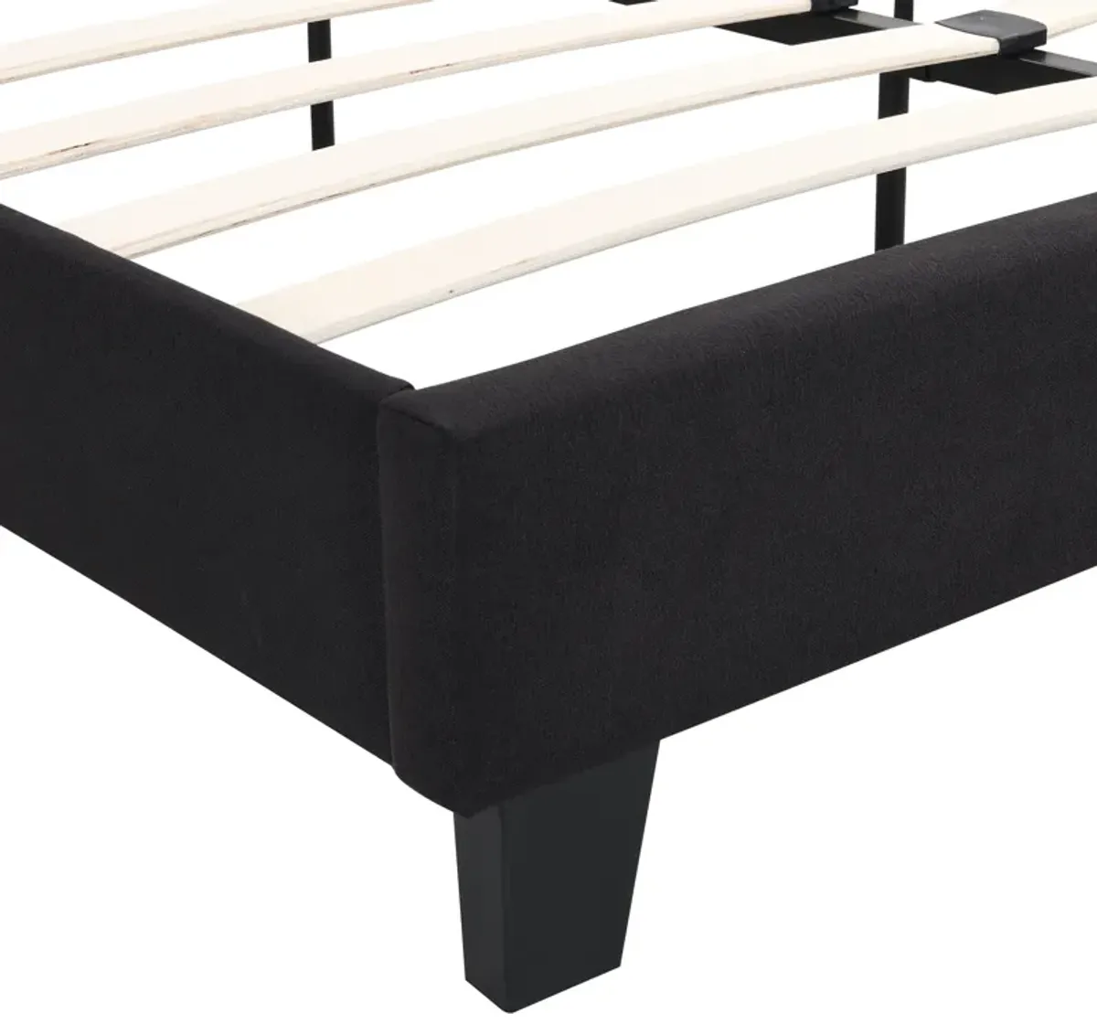 King Size Upholstered Platform Bed Frame With Button Tufted Linen Fabric Headboard, No Box Spring Needed, Wood Slat Support