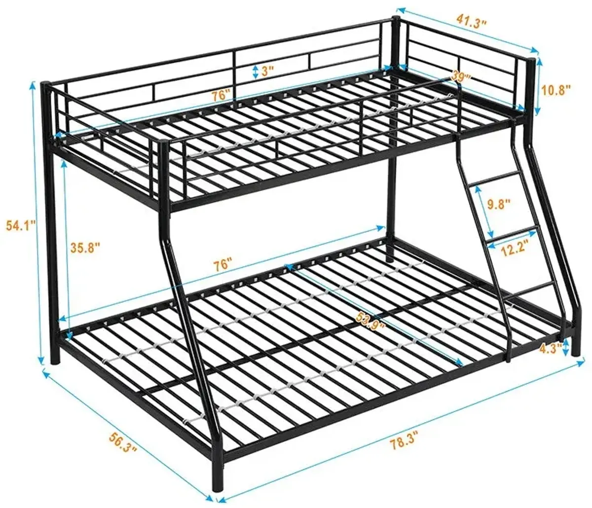 Twin Over Full Metal Bunk Bed - Black