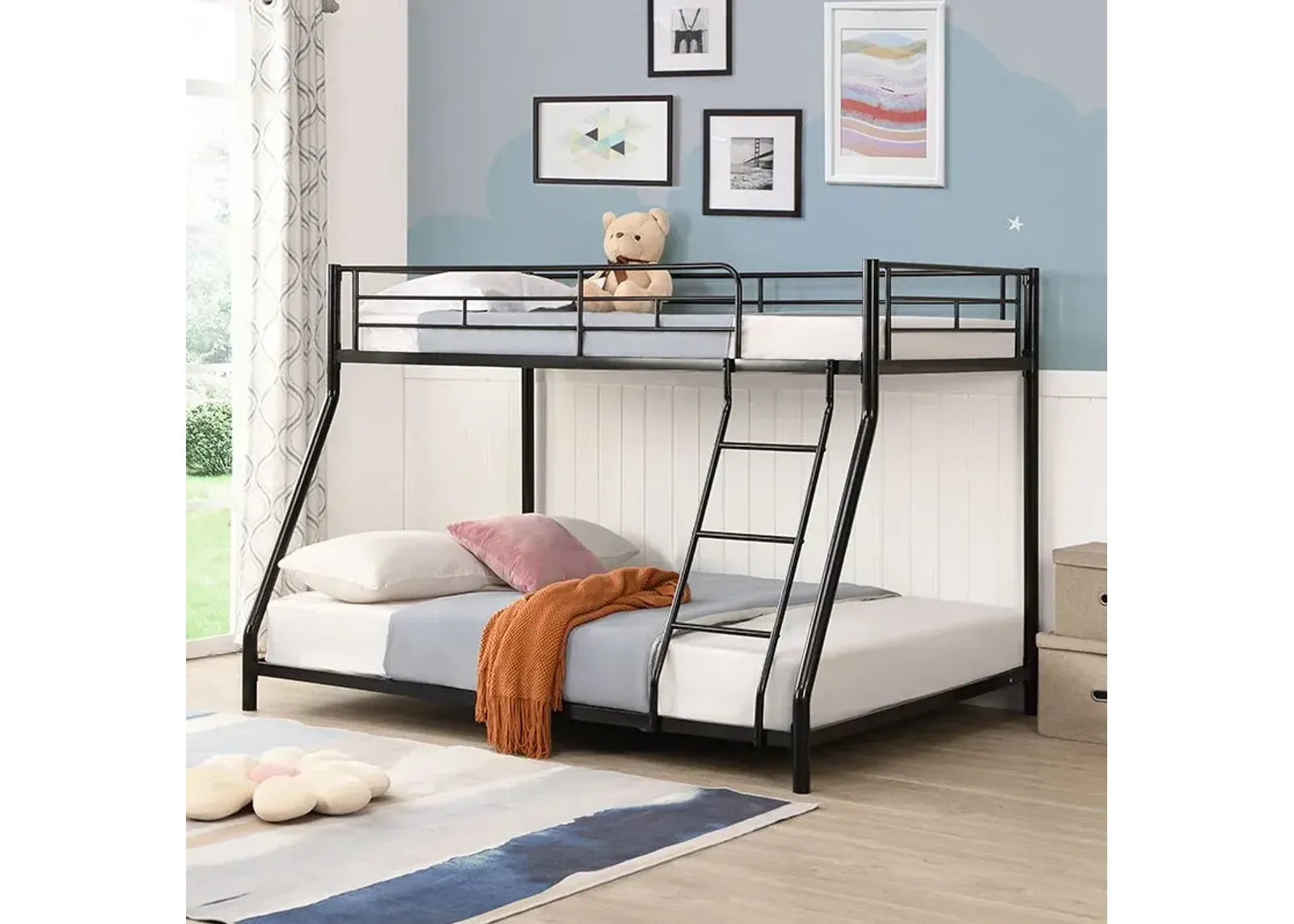 Twin Over Full Metal Bunk Bed - Black