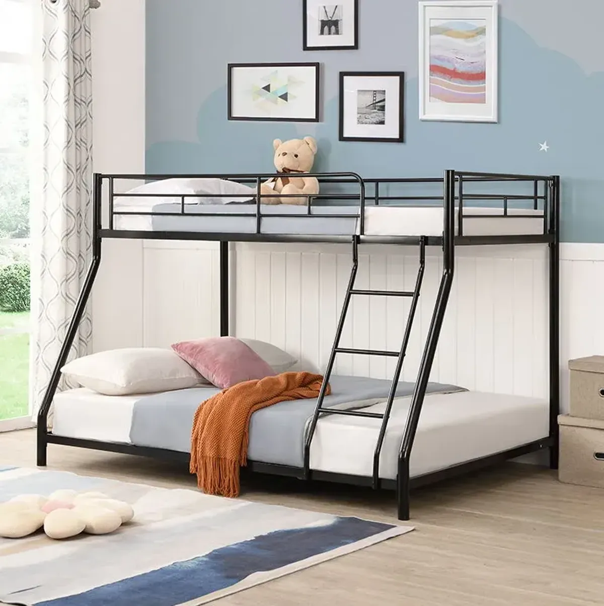 Twin Over Full Metal Bunk Bed - Black