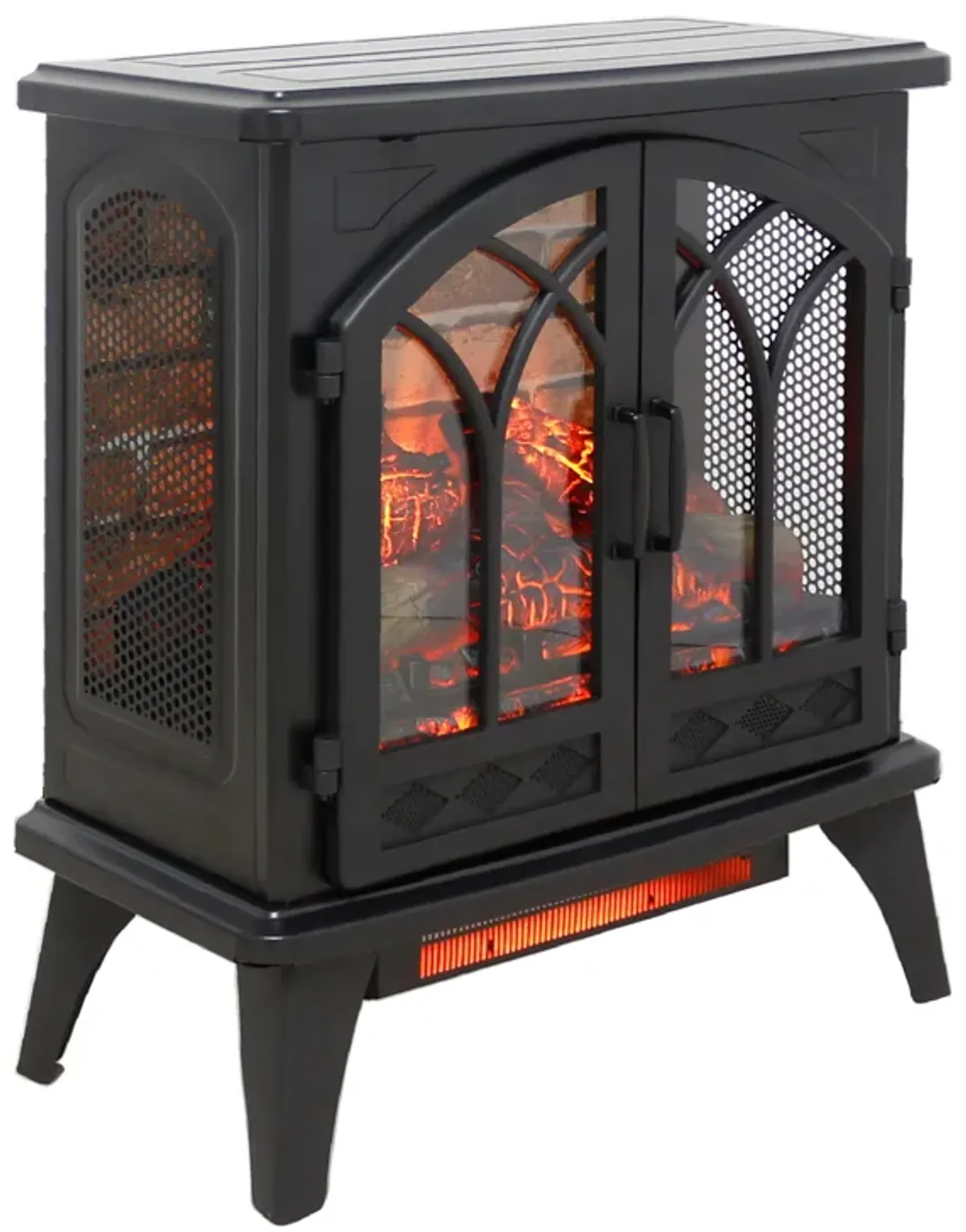 3D Flame Electric Infrared Quartz Fireplace Stove With Remote Control - Antique Black