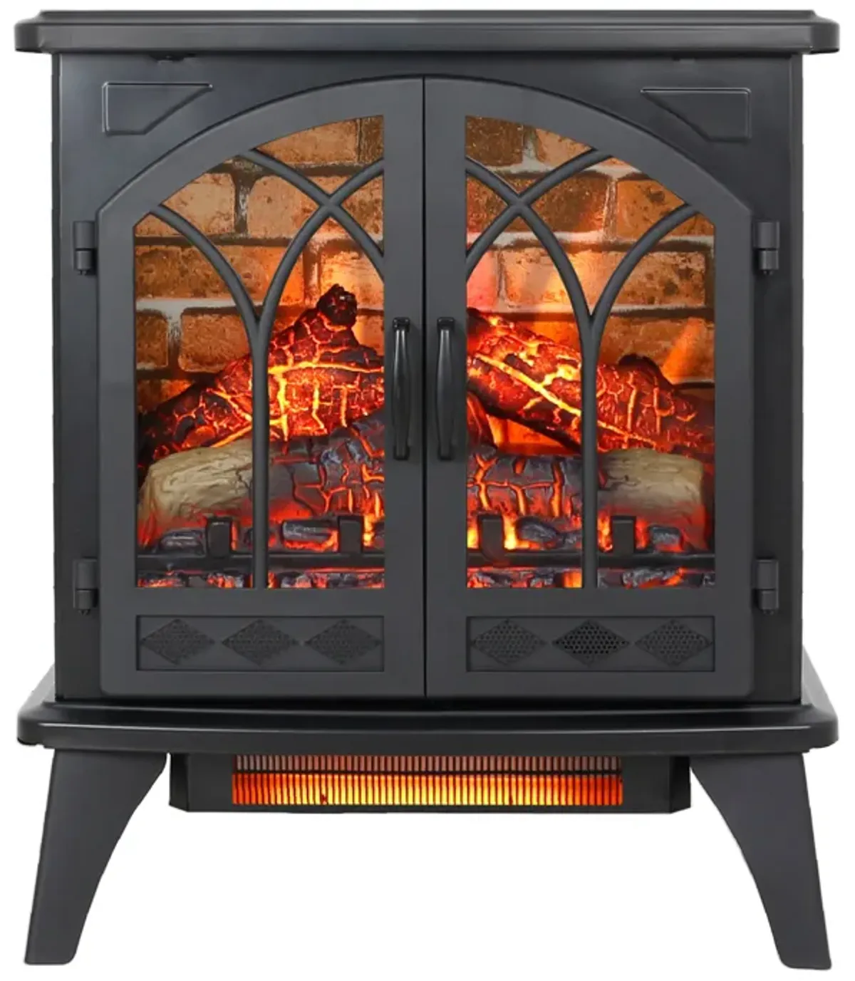 3D Flame Electric Infrared Quartz Fireplace Stove With Remote Control - Antique Black