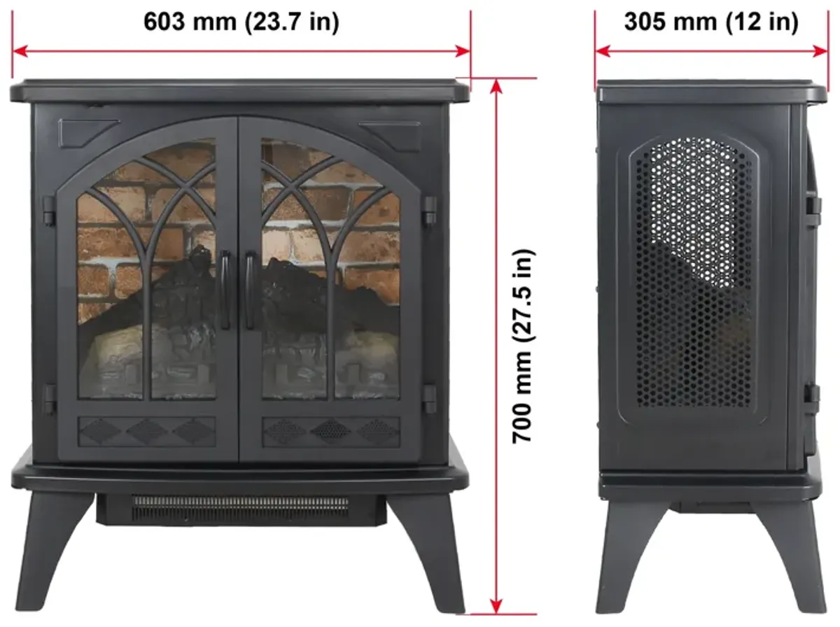 3D Flame Electric Infrared Quartz Fireplace Stove With Remote Control - Antique Black