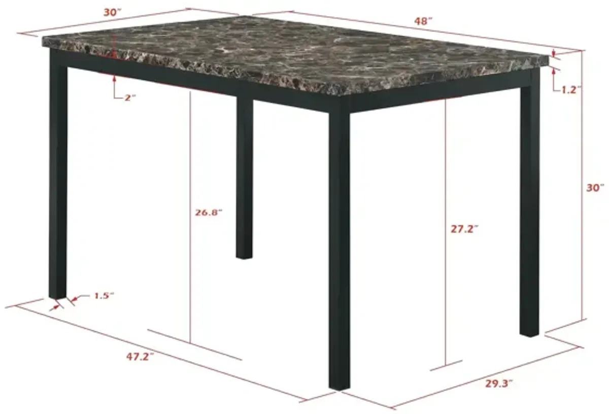 Faux Marble Top With Metal Frame Dinette Table - Black