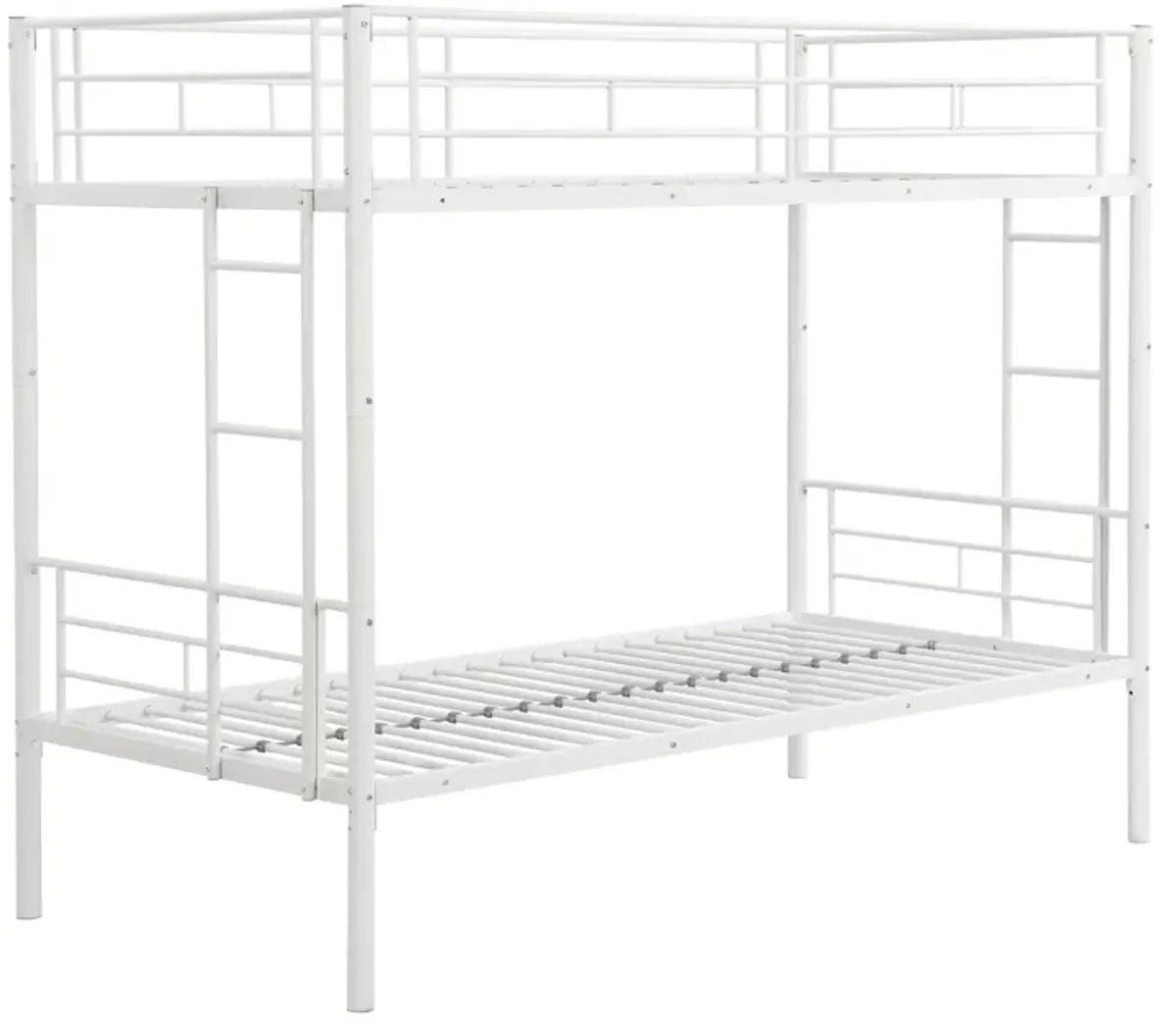 Twin Over Twin Metal Bunk Bed - White