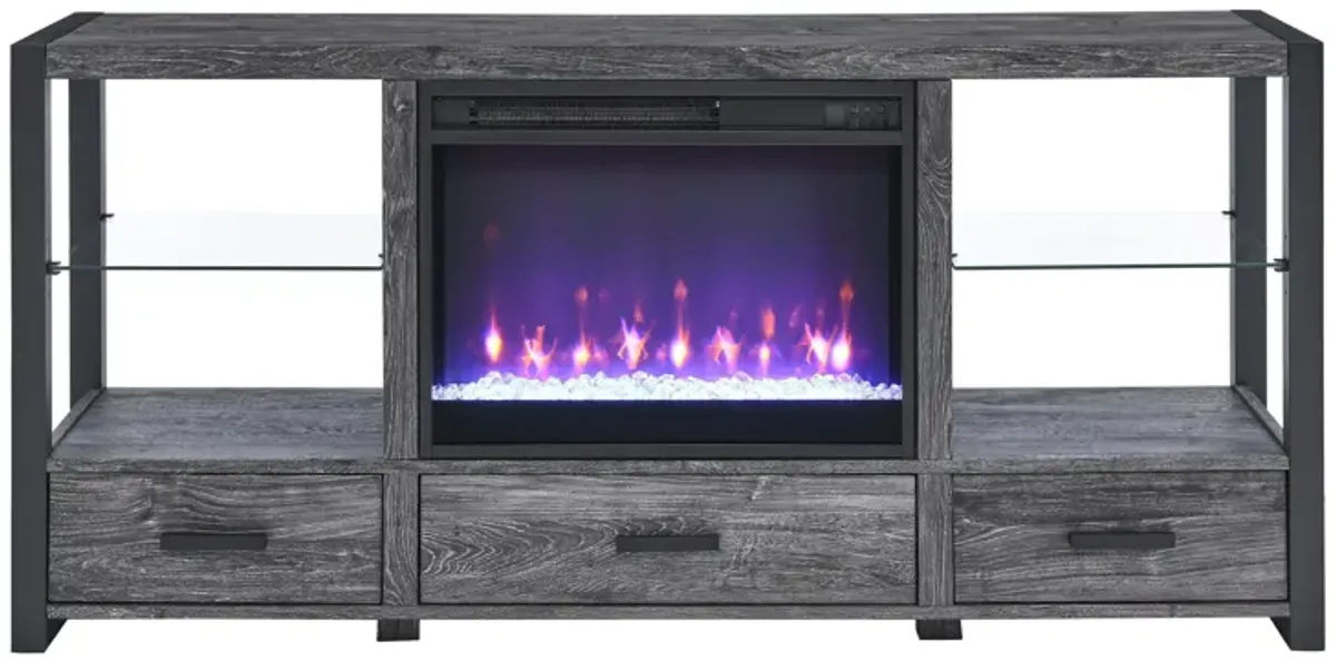 Electric Fireplace Media TV Stand With Sync Colorful LED Lights