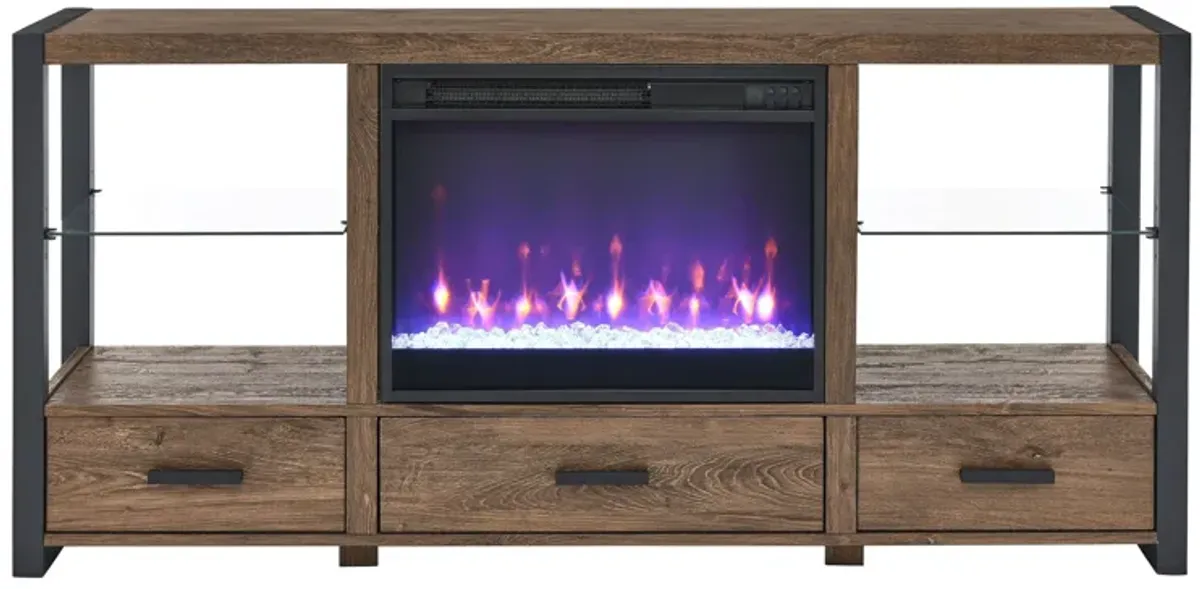 Electric Fireplace Media TV Stand With Sync Colorful LED Lights