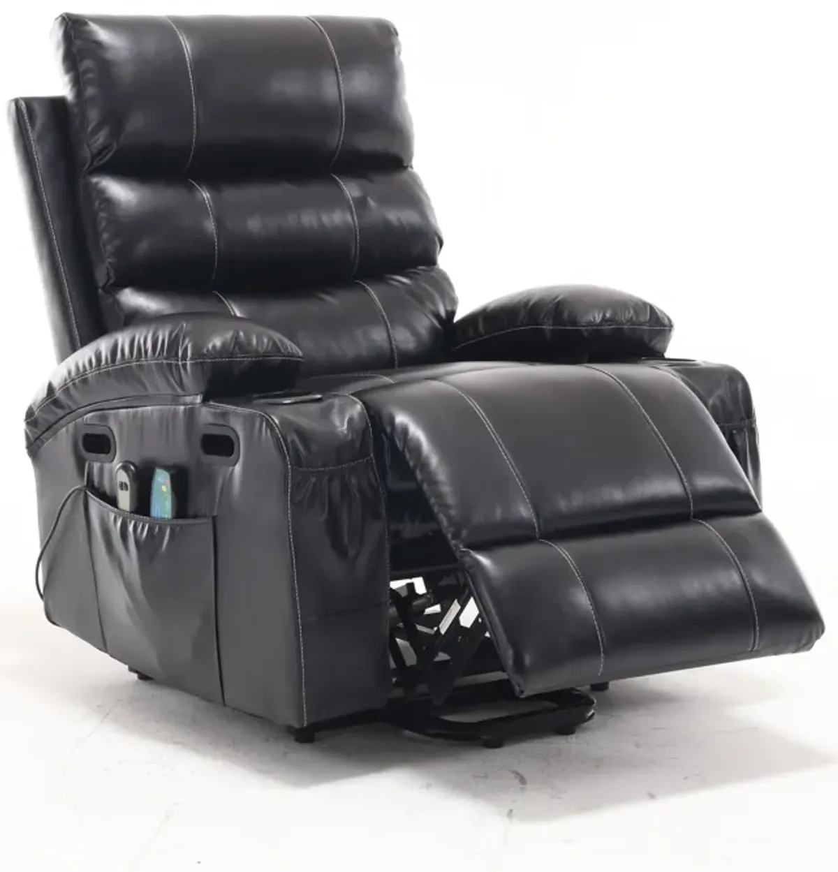 Large Size Electric Power Lift Recliner Chair Sofa For Elderly, 8 Point Vibration Massage And Lumber Heat, Remote Control, Side Pockets And Cup Holders