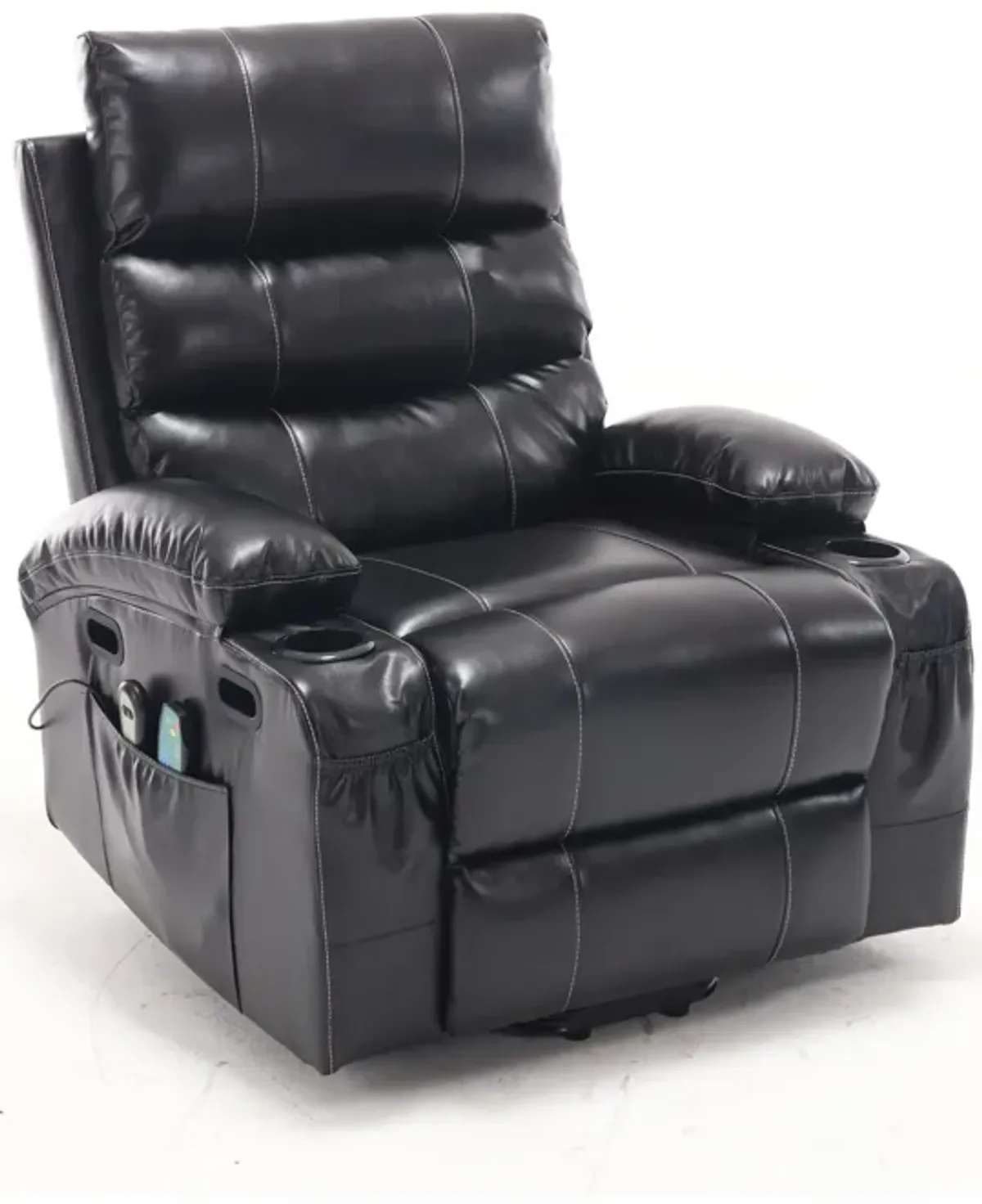 Large Size Electric Power Lift Recliner Chair Sofa For Elderly, 8 Point Vibration Massage And Lumber Heat, Remote Control, Side Pockets And Cup Holders