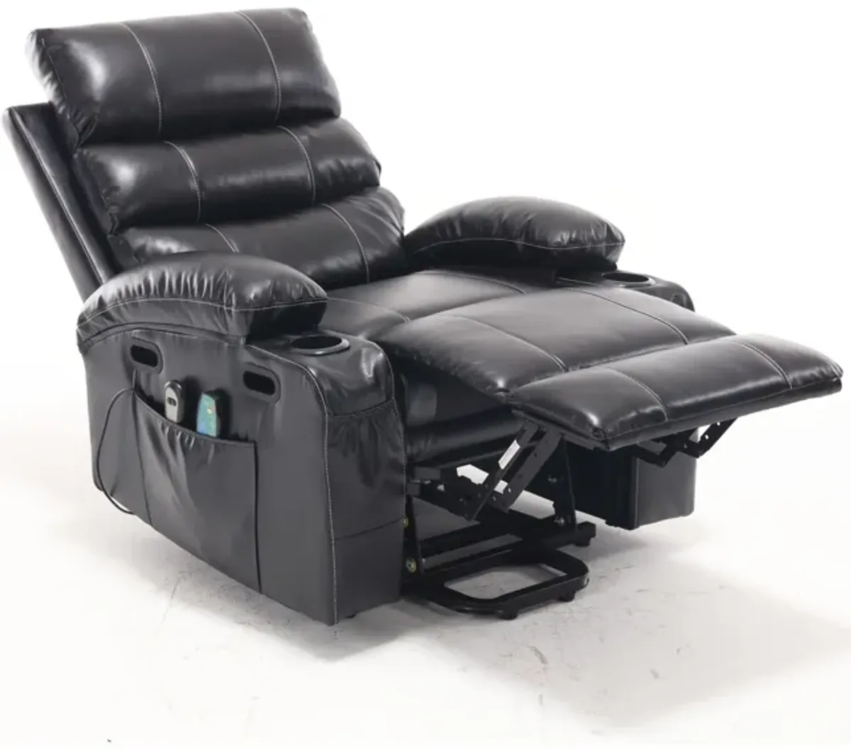 Large Size Electric Power Lift Recliner Chair Sofa For Elderly, 8 Point Vibration Massage And Lumber Heat, Remote Control, Side Pockets And Cup Holders