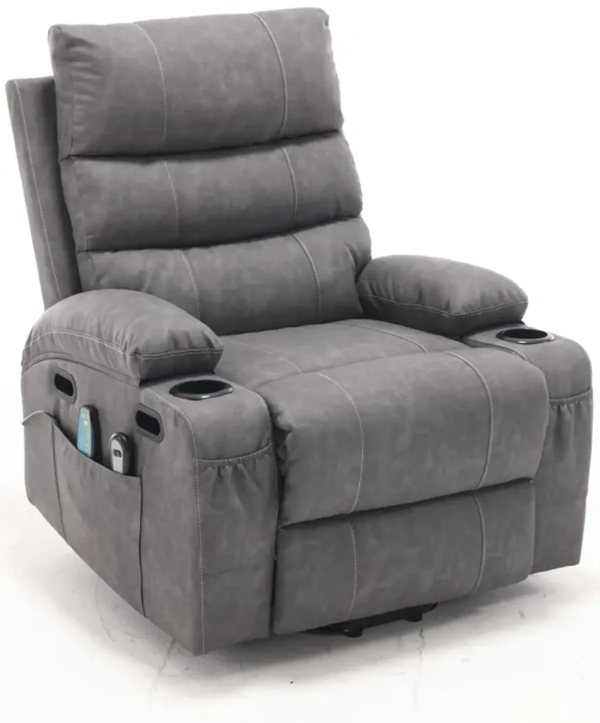 Large Size Electric Power Lift Recliner Chair Sofa For Elderly, 8 Point Vibration Massage And Lumber Heat, Remote Control, Side Pockets And Cup Holders