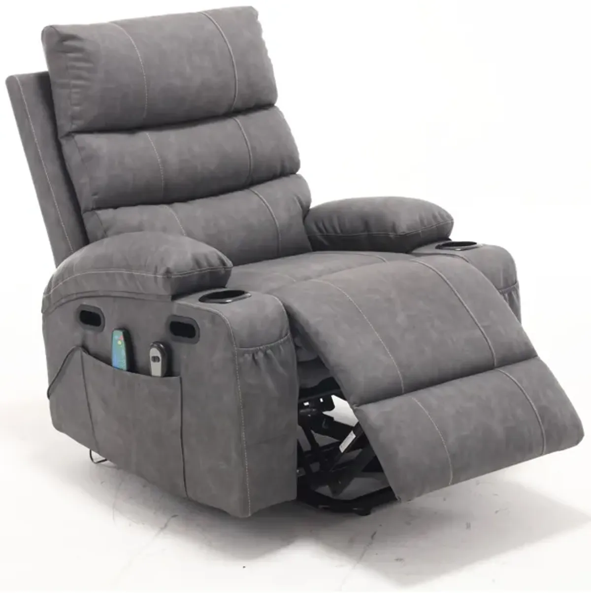 Large Size Electric Power Lift Recliner Chair Sofa For Elderly, 8 Point Vibration Massage And Lumber Heat, Remote Control, Side Pockets And Cup Holders