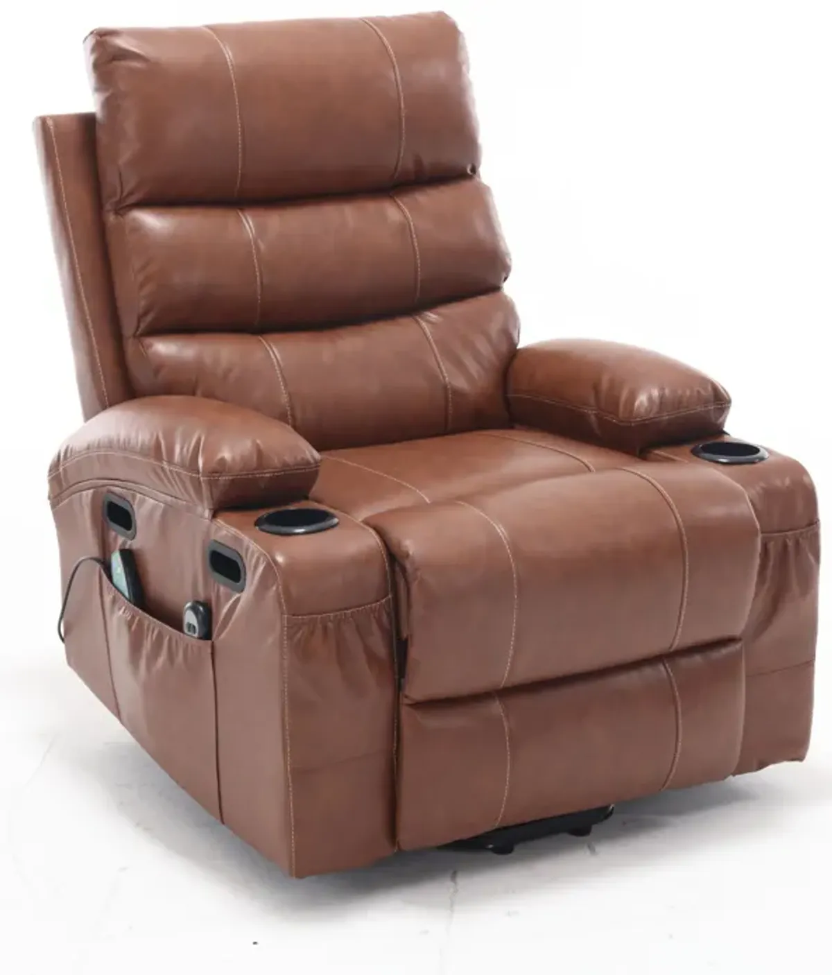 Large Size Electric Power Lift Recliner Chair Sofa For Elderly, 8 Point Vibration Massage And Lumber Heat, Remote Control, Side Pockets And Cup Holders