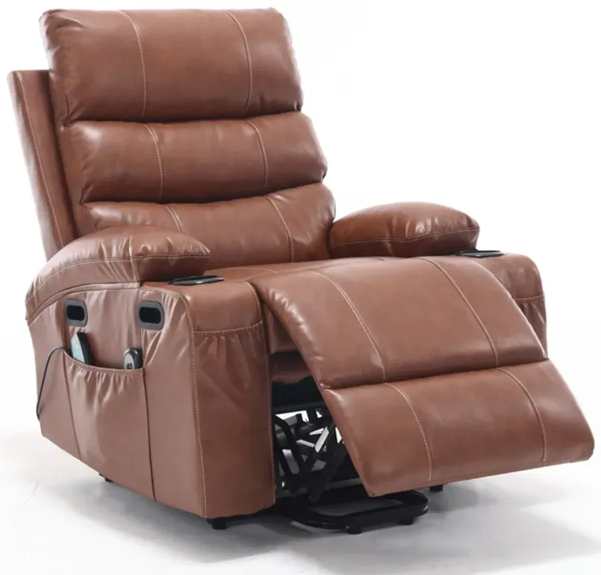 Large Size Electric Power Lift Recliner Chair Sofa For Elderly, 8 Point Vibration Massage And Lumber Heat, Remote Control, Side Pockets And Cup Holders