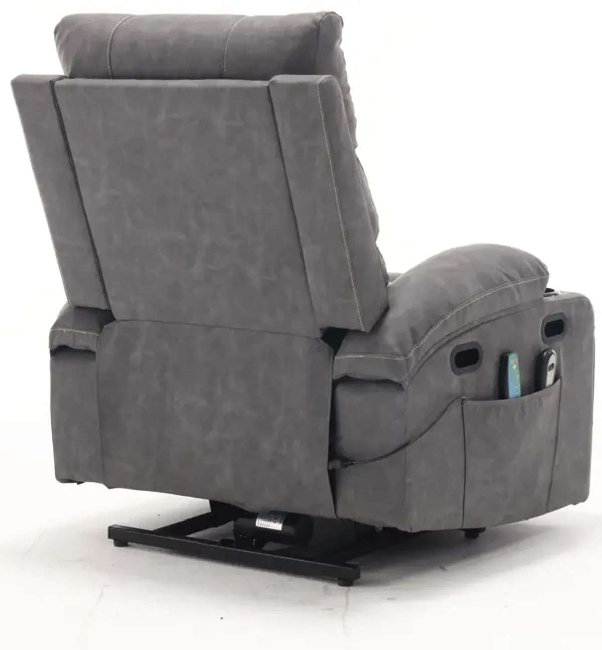 Large Size Electric Power Lift Recliner Chair Sofa For Elderly, 8 Point Vibration Massage And Lumber Heat, Remote Control, Side Pockets And Cup Holders