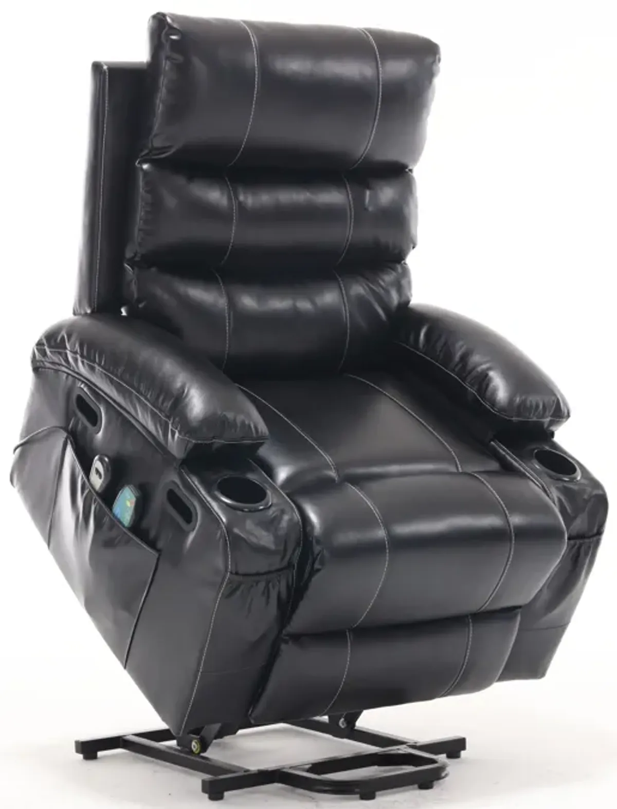 Large Size Electric Power Lift Recliner Chair Sofa For Elderly, 8 Point Vibration Massage And Lumber Heat, Remote Control, Side Pockets And Cup Holders