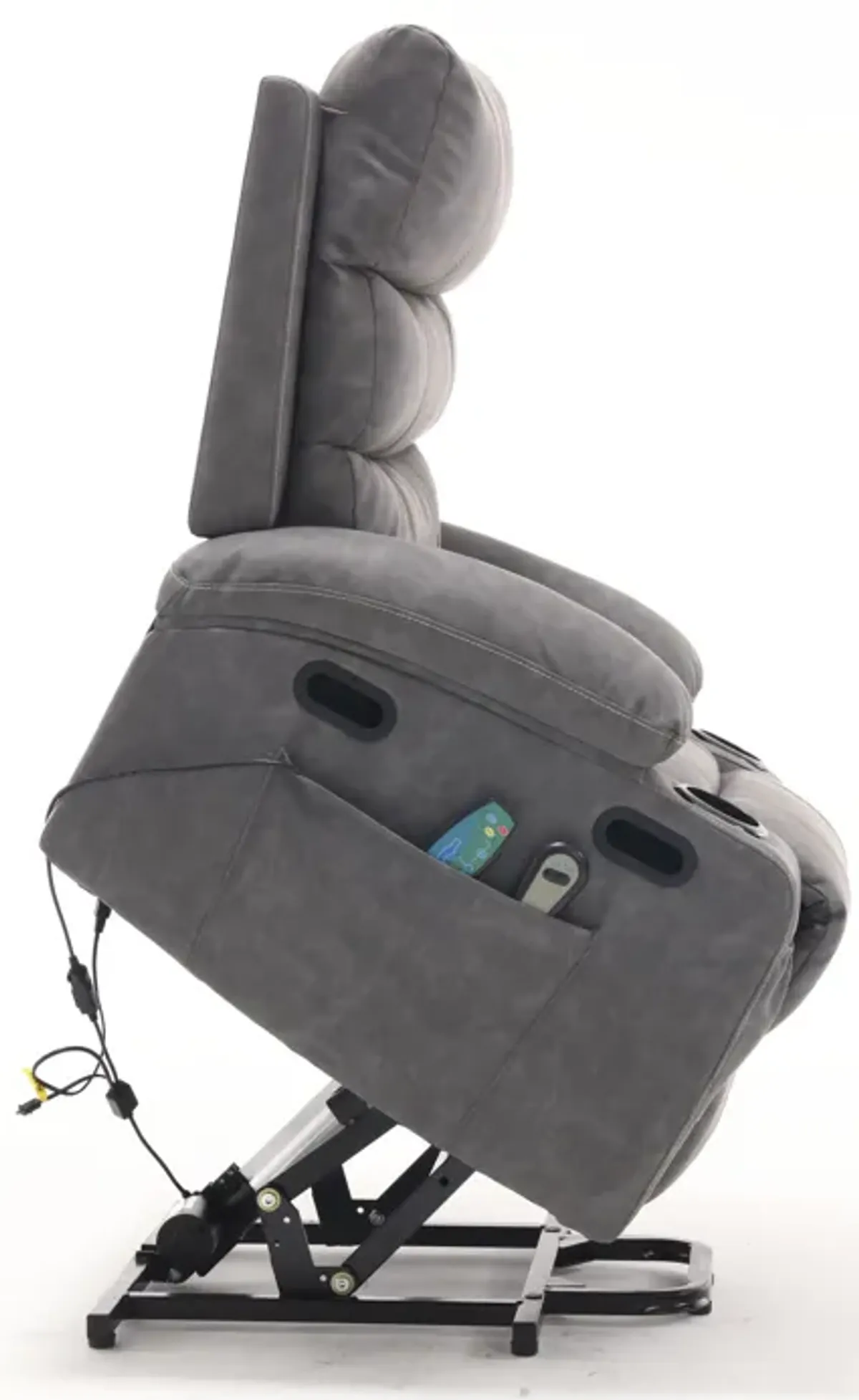 Large Size Electric Power Lift Recliner Chair Sofa For Elderly, 8 Point Vibration Massage And Lumber Heat, Remote Control, Side Pockets And Cup Holders