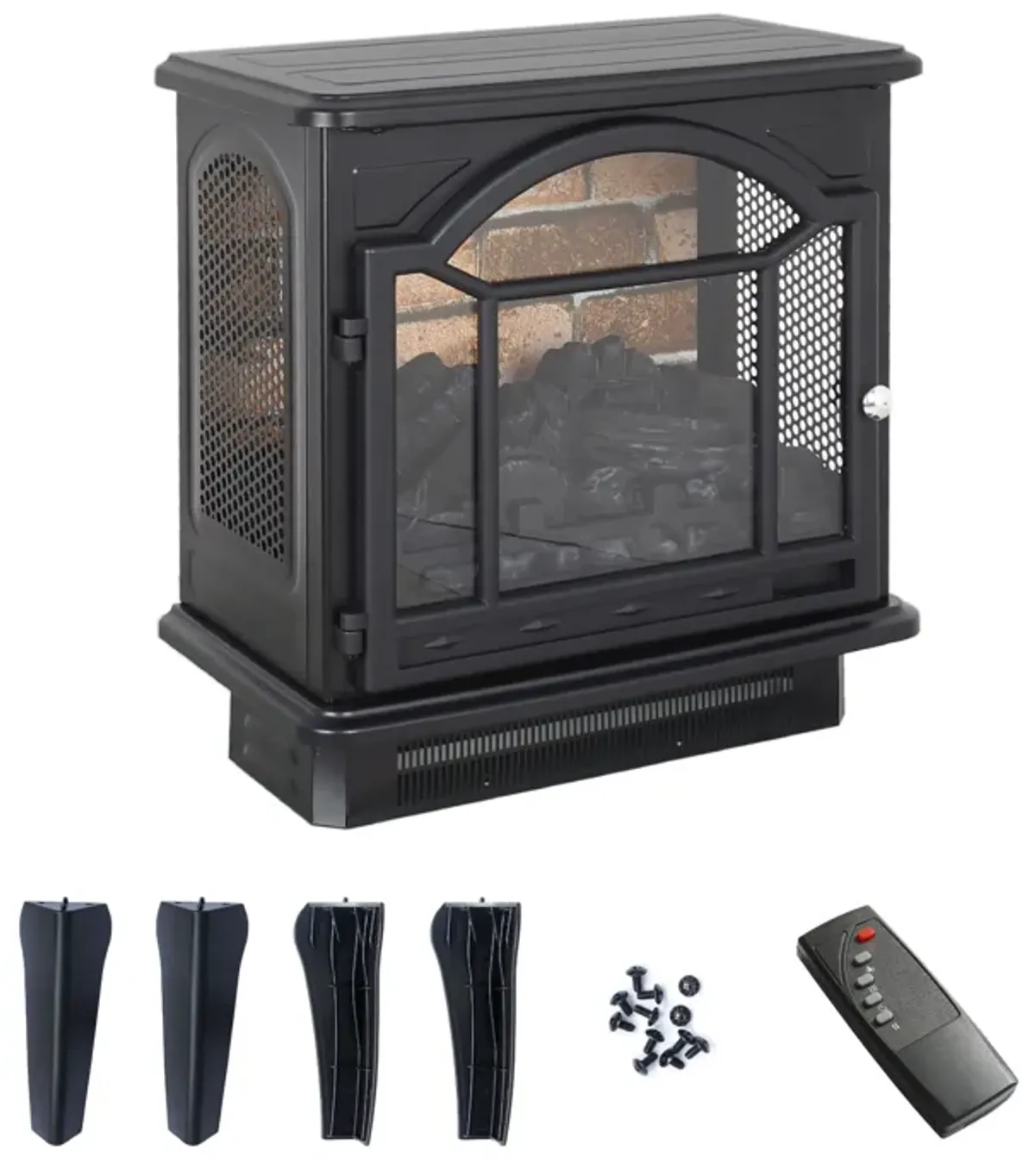 3D Flame Electric Infrared Quartz Fireplace Stove With Remote Control