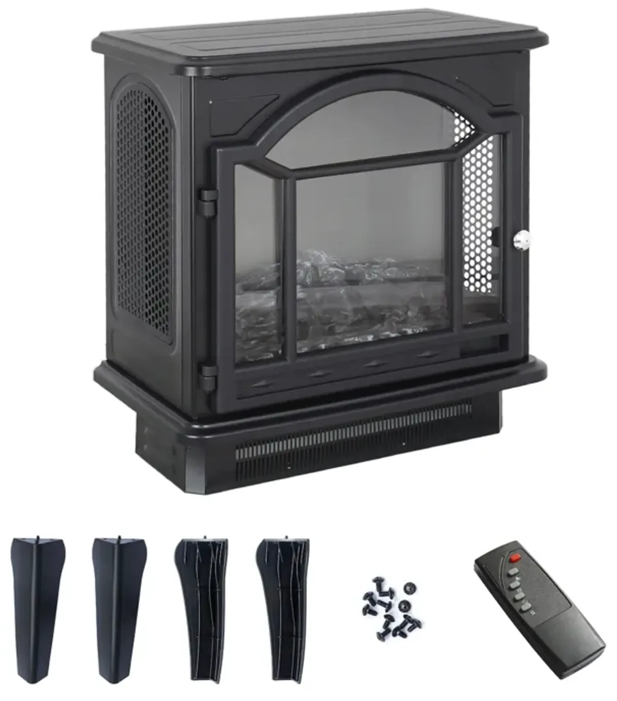 3D Flame Electric Infrared Quartz Fireplace Stove With Remote Control