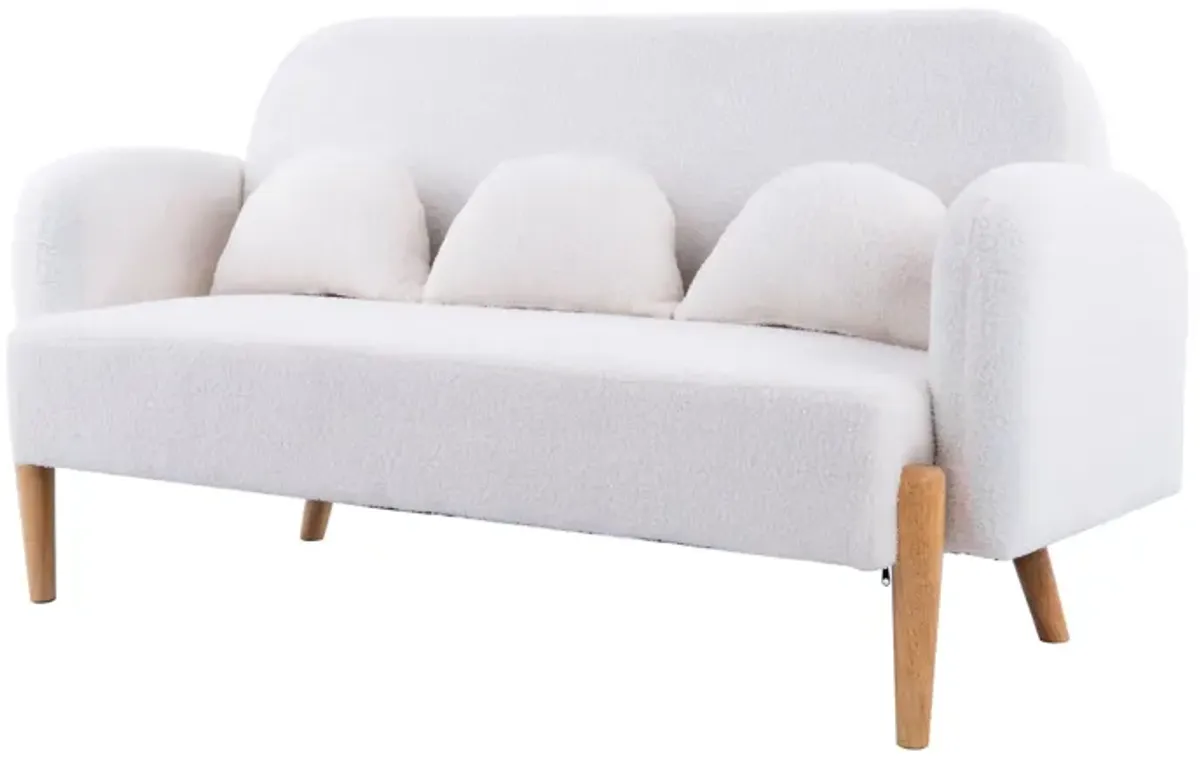 Teddy Velvet Two-Seater Sofa With Three Lumbar Pillows