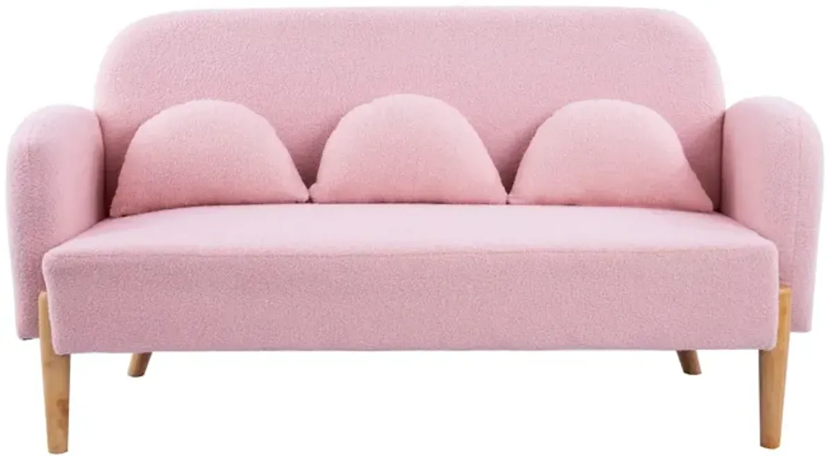 Teddy Velvet Two-Seater Sofa With Three Lumbar Pillows