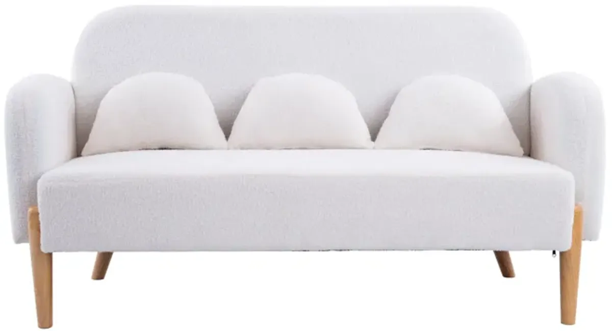 Teddy Velvet Two-Seater Sofa With Three Lumbar Pillows