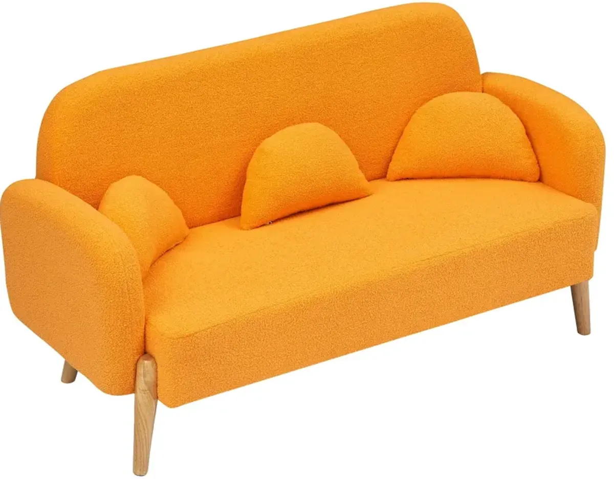 Teddy Velvet Two-Seater Sofa With Three Lumbar Pillows