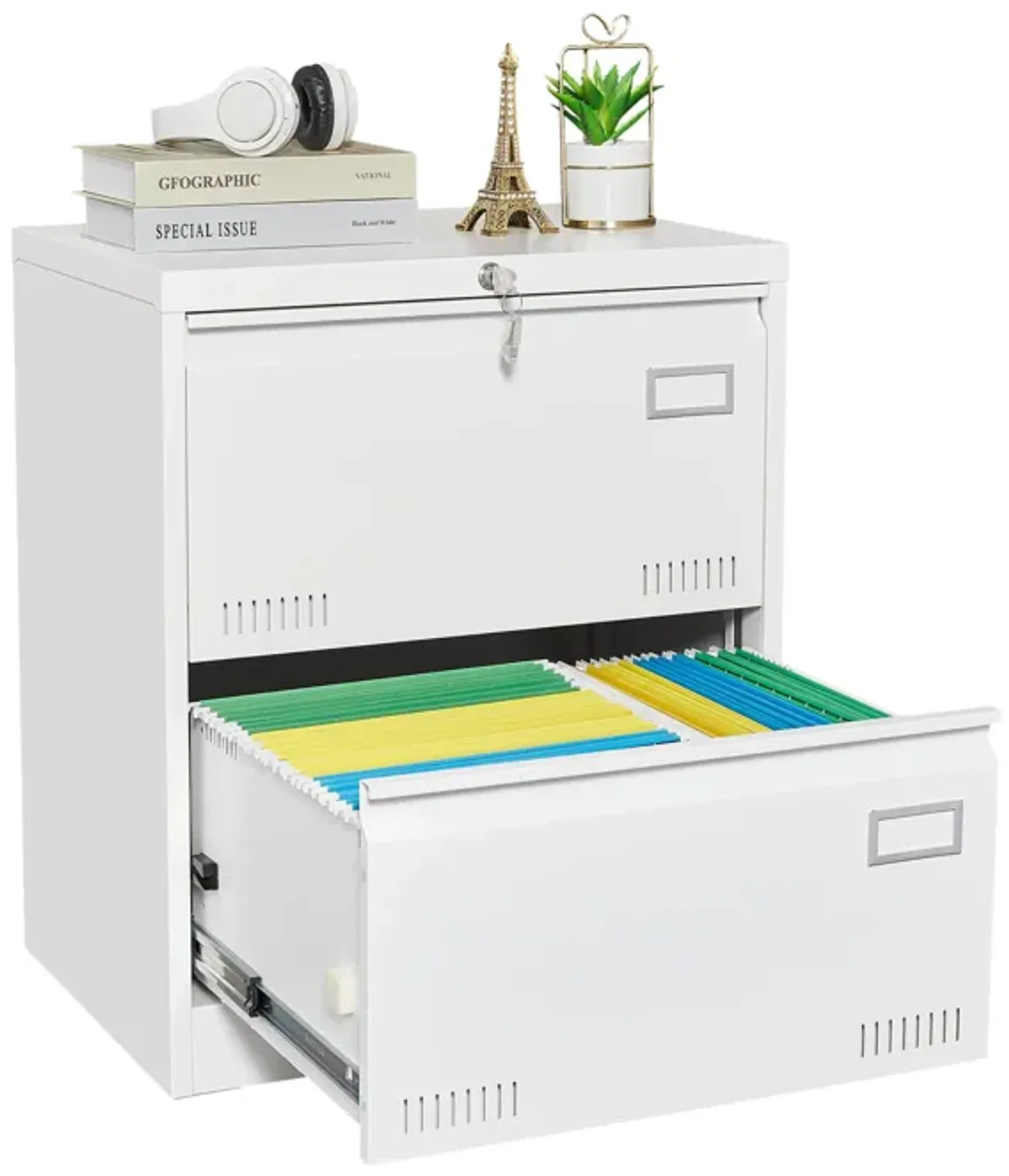 Filing Cabinet Lateral File Cabinet 3 Drawer, Locking Metal File Cabinets Three Drawer, Office Filing Cabinet With Lock Drawers For Home Office