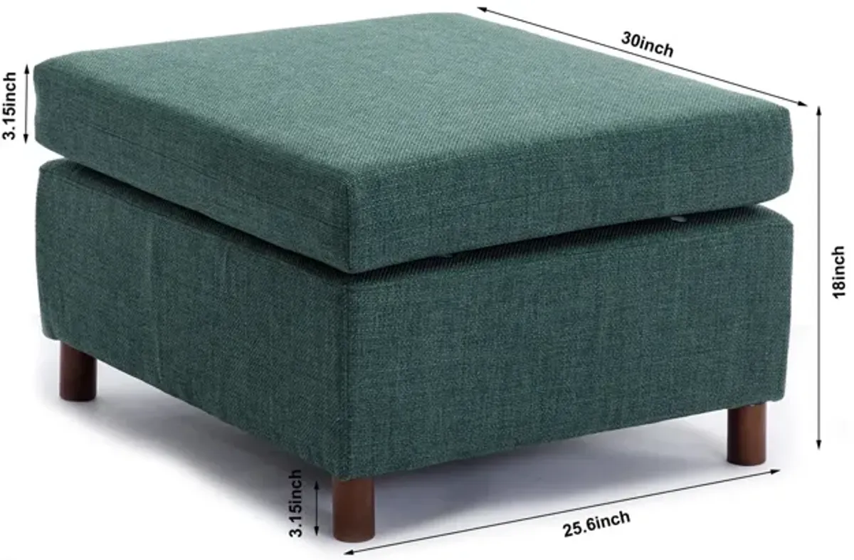 Single Movable Ottoman For Modular Sectional Sofa Couch Without Storage Function, Cushion Covers Removable And Washable