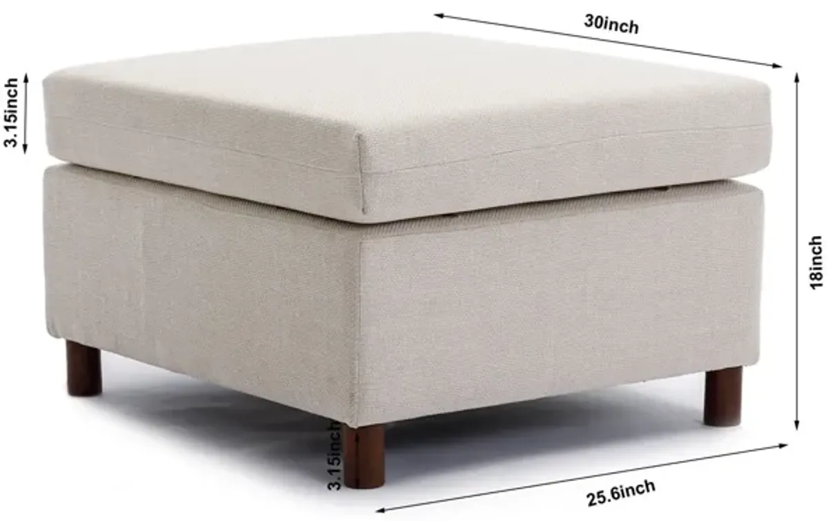 Single Movable Ottoman For Modular Sectional Sofa Couch Without Storage Function, Cushion Covers Removable And Washable