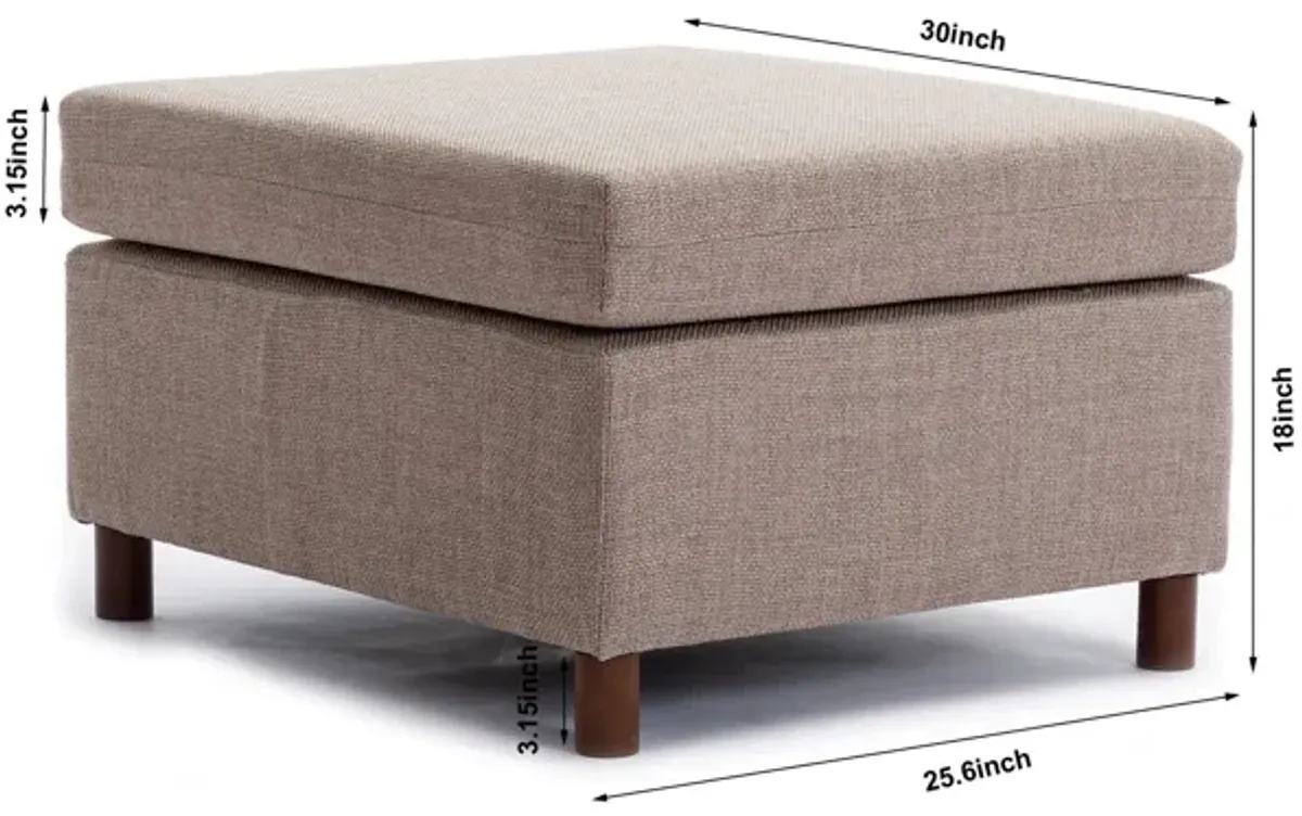 Single Movable Ottoman For Modular Sectional Sofa Couch Without Storage Function, Cushion Covers Removable And Washable