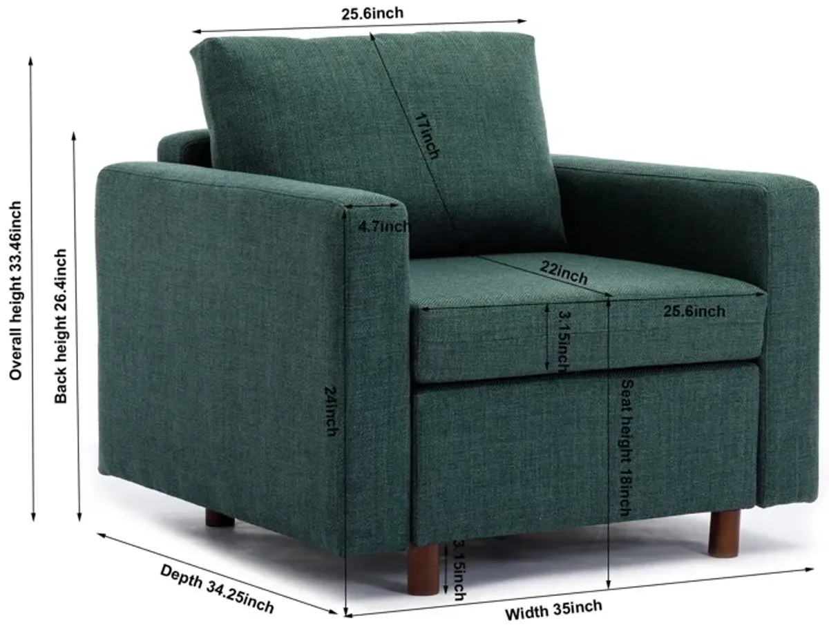 Single Seat Module Sofa Sectional Couch, Cushion Covers Non-Removable And Non-Washable