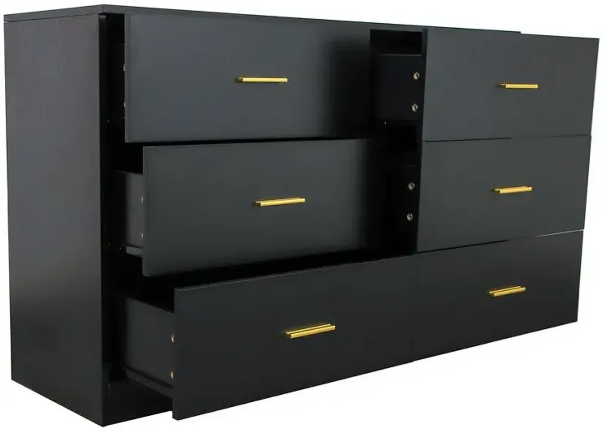 Modern 6 Drawer Dresser For Bedroom, Ample Storage Wide Chest Of Drawers, Sturdy & Safe