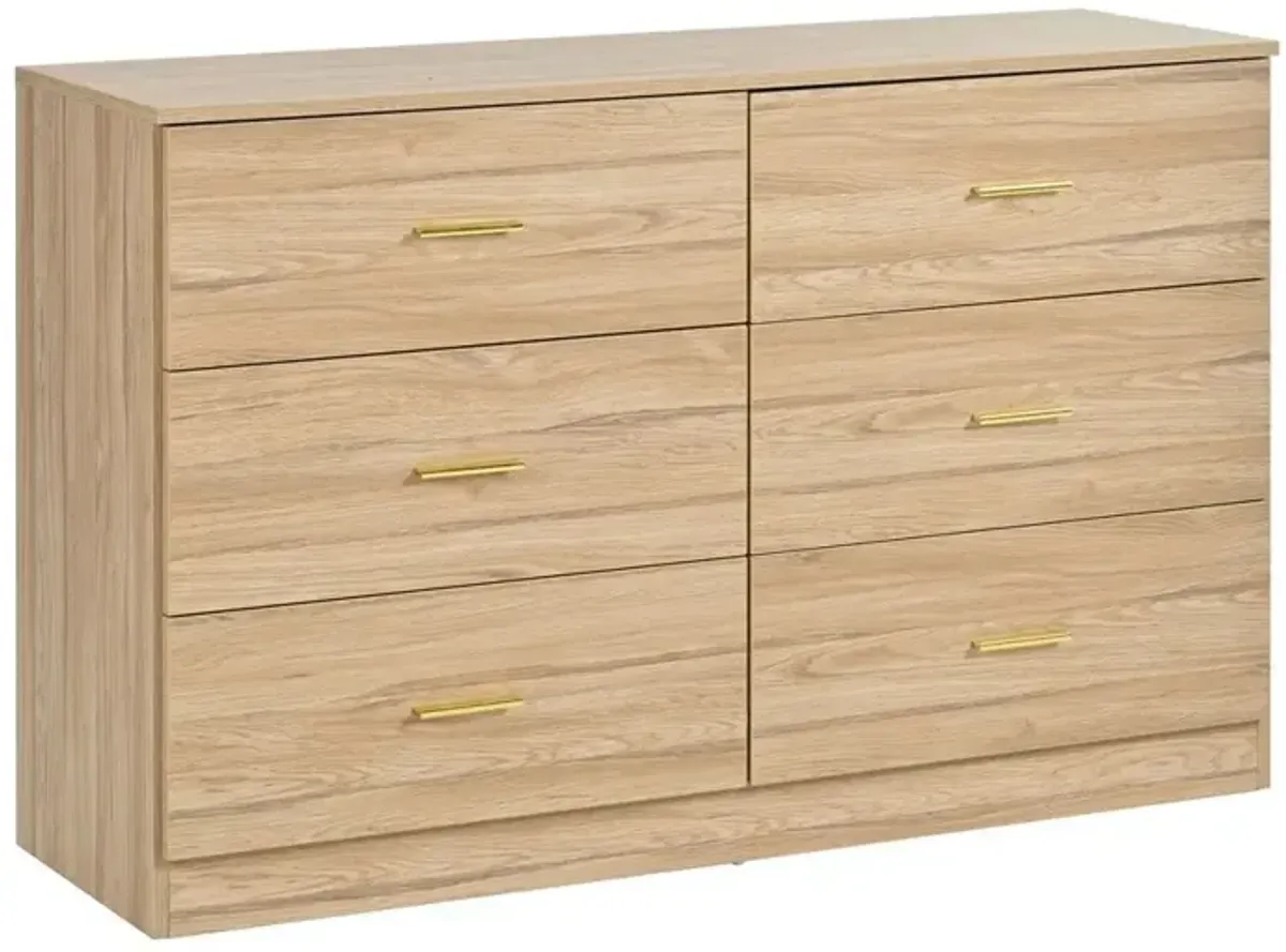 Modern 6 Drawer Dresser For Bedroom, Ample Storage Wide Chest Of Drawers, Sturdy & Safe