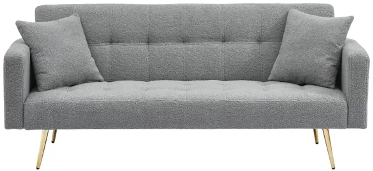 Teddy Fleece Sofa Bed Bring Two Throw Pillows