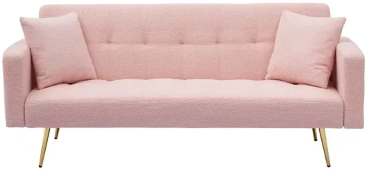 Teddy Fleece Sofa Bed Bring Two Throw Pillows