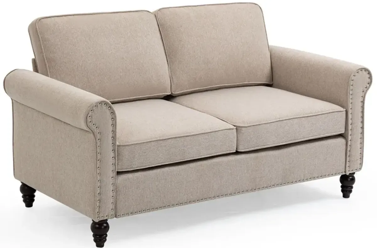 Loveseat Sofa, Mid-Century Modern Couches For Living Room, Button Tufted Sofa