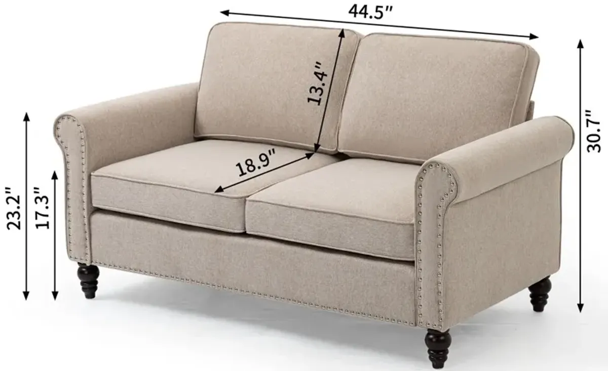 Loveseat Sofa, Mid-Century Modern Couches For Living Room, Button Tufted Sofa