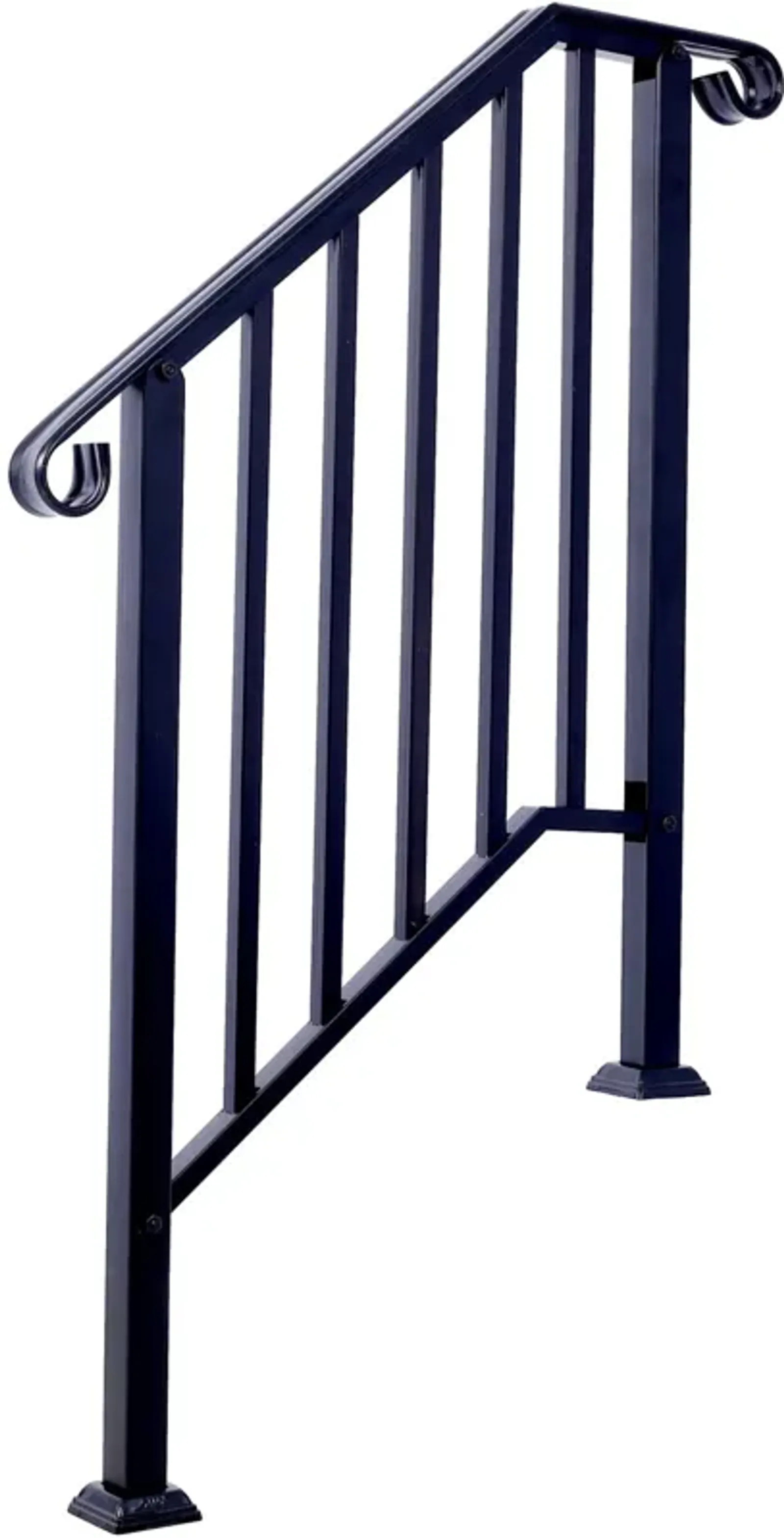 Handrails For Outdoor Steps, Fit 2 Or 3 Steps Outdoor Stair Railing, Wrought Iron Handrail, Flexible Porch Railing, Transitional Handrails For Concrete Steps Or Wooden Stairs