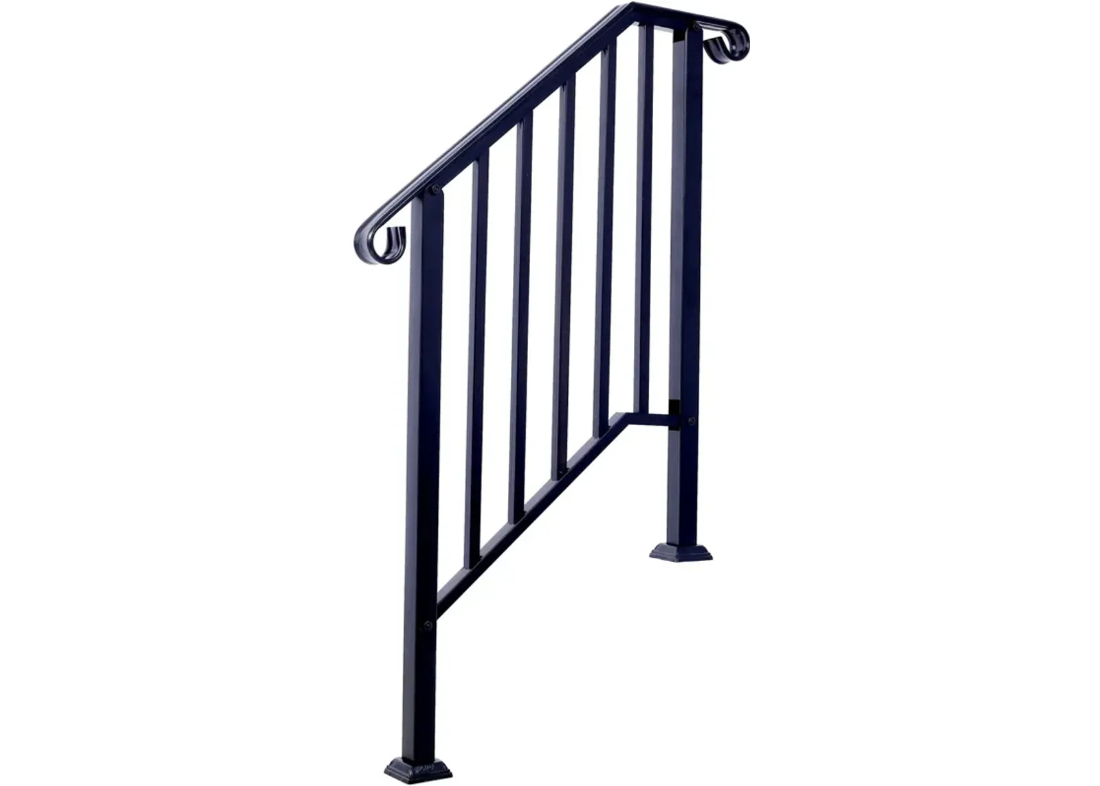 Handrails For Outdoor Steps, Fit 2 Or 3 Steps Outdoor Stair Railing, Wrought Iron Handrail, Flexible Porch Railing, Transitional Handrails For Concrete Steps Or Wooden Stairs