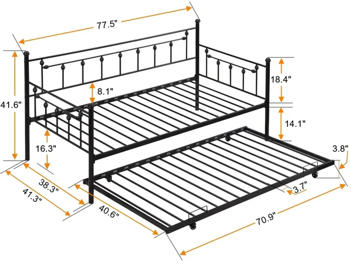 Twin Daybed With Trundle - Black