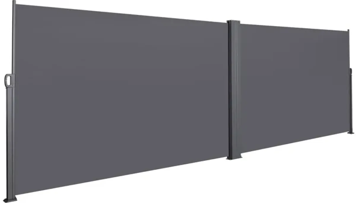 Retractable Side Awning, Waterproof & UV-Resistant, Privacy Screen Divider Roll Up Balcony - Gray