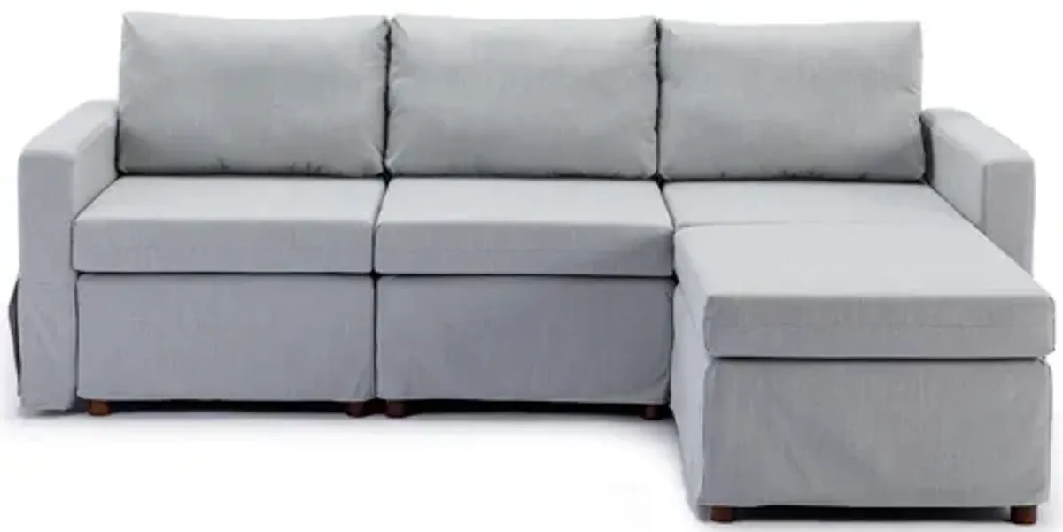 3 Seat Module Sectional Sofa Couch With 1 Ottoman For Living Room, Seat Cushion And Back Cushion Non-Removable And Non-Washable