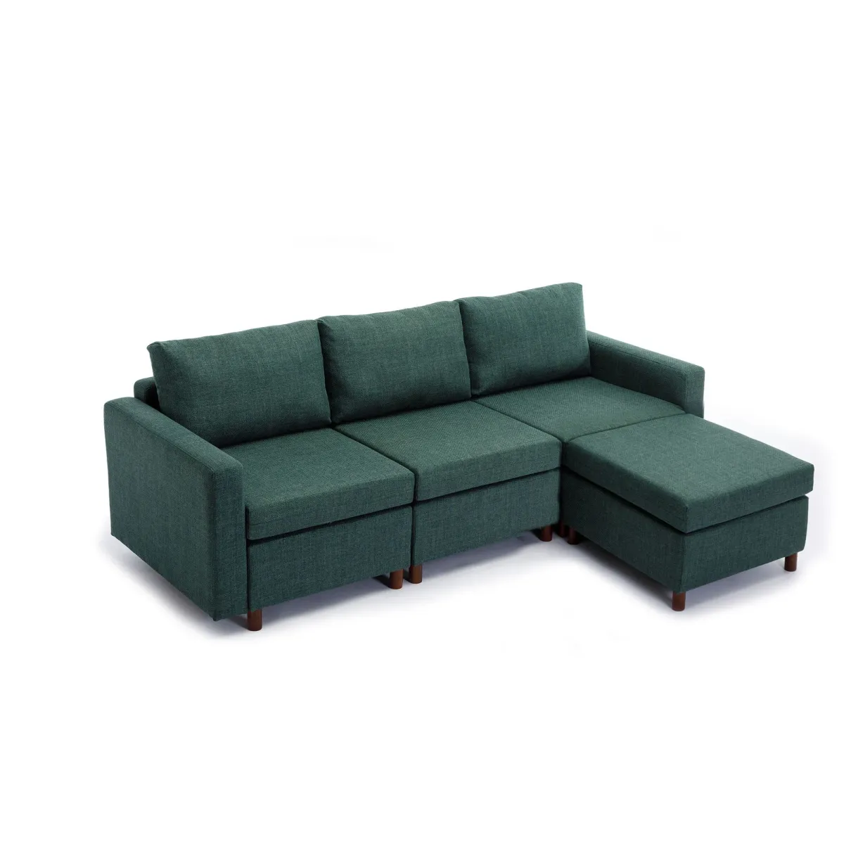 3 Seat Module Sectional Sofa Couch With 1 Ottoman For Living Room, Seat Cushion And Back Cushion Non-Removable And Non-Washable