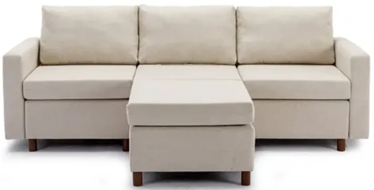 3 Seat Module Sectional Sofa Couch With 1 Ottoman For Living Room, Seat Cushion And Back Cushion Non-Removable And Non-Washable