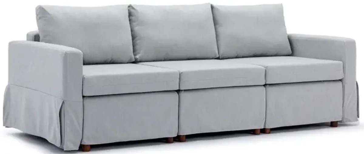 3 Seat Module Sectional Sofa Couch With 1 Ottoman For Living Room, Seat Cushion And Back Cushion Non-Removable And Non-Washable