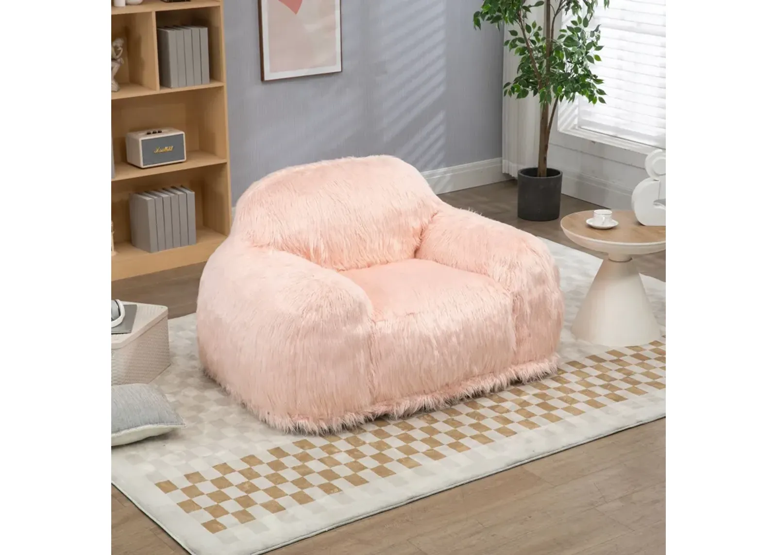 Bean Bag Chair Lazy Long Hair Sofa Bean Bag Chair Adult, Teen High Density Foam Filled Modern Focus Chair Comfortable Living Room, Bedroom Chair