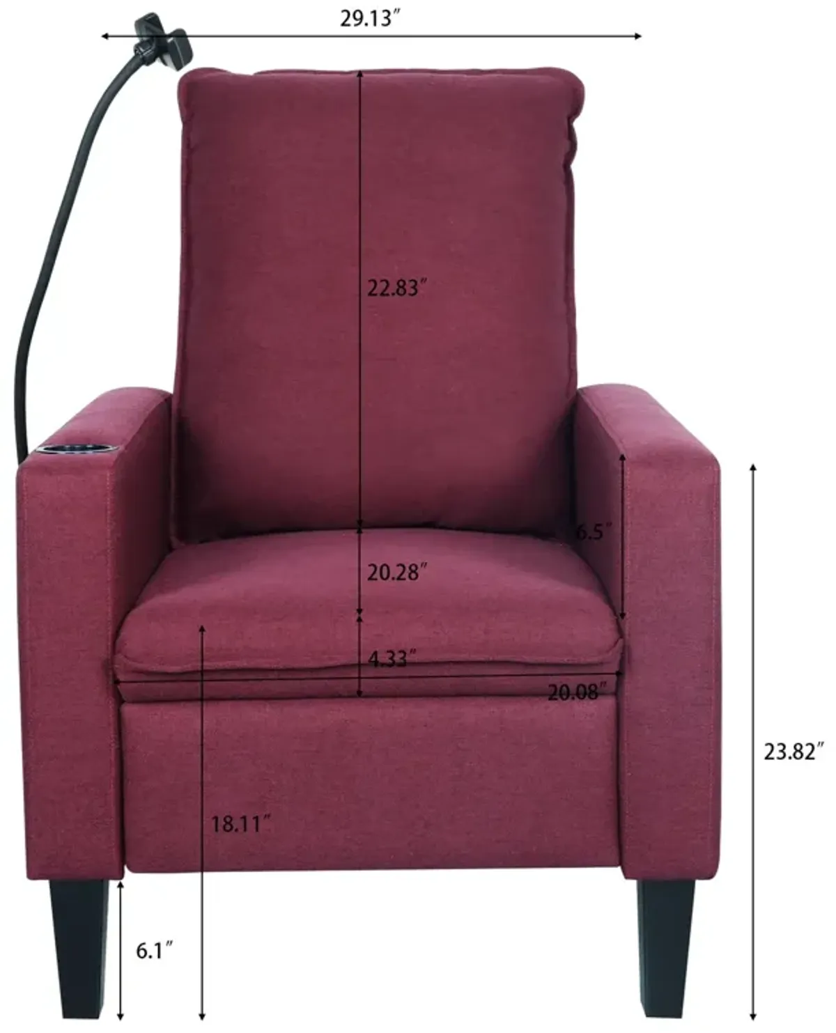 Recliner Chairs For Adults, Adjustable Recliner Sofa With Mobile Phone Holder & Cup Holder, Modern Reclining Chairs Fabric Push Back Recliner Chairs For Living Room, Bedroom