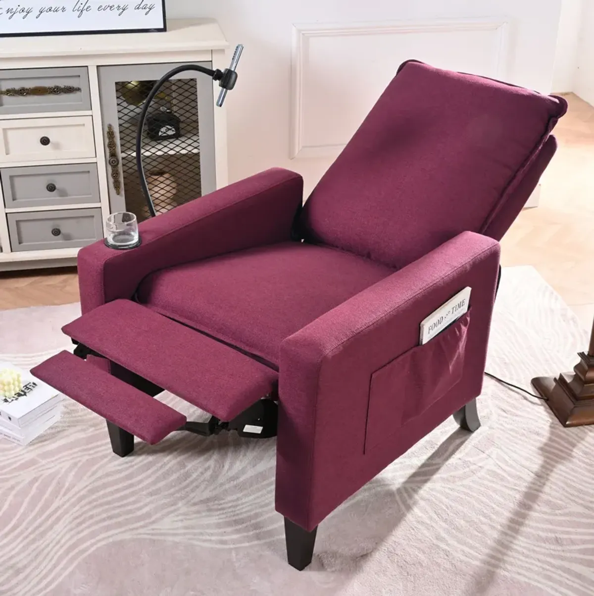 Recliner Chairs For Adults, Adjustable Recliner Sofa With Mobile Phone Holder & Cup Holder, Modern Reclining Chairs Fabric Push Back Recliner Chairs For Living Room, Bedroom